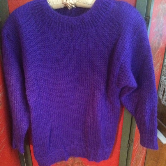 Fun fuzzy purple 1980s mohair oversized sweater