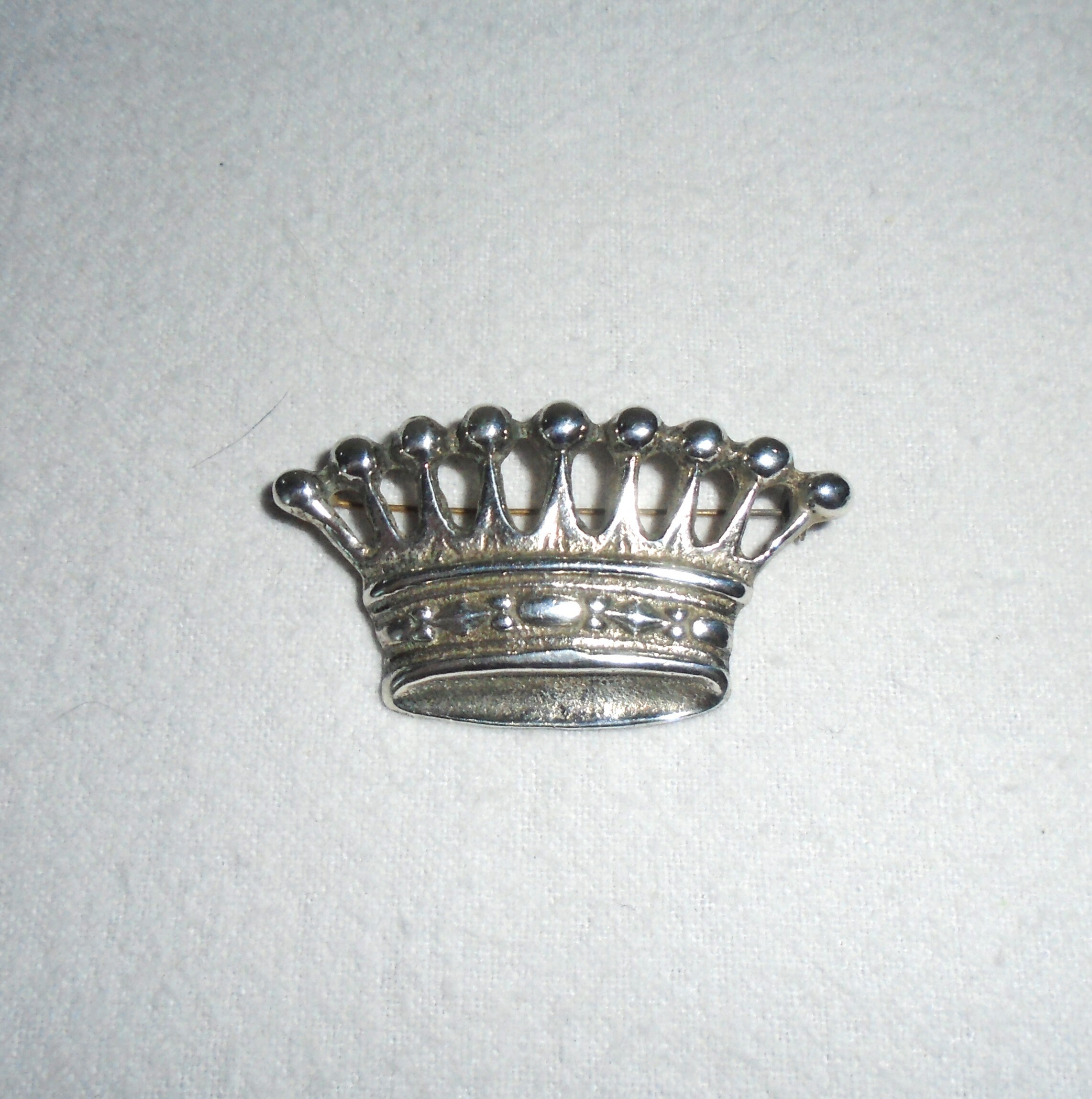 Broche Ancienne Couronne Royale Argent Sterling 925 - Vintage Rétro 1935-1950 - BP10198