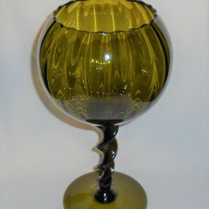 Empoli Pedestal Bowl Twisted Stem Art Glass Mid Century Italy 11&quot; Home Decor