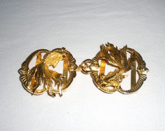 Vintage Mimi Di N Gold Tone Oversized Fighting Koi Fish Belt  display picture 2