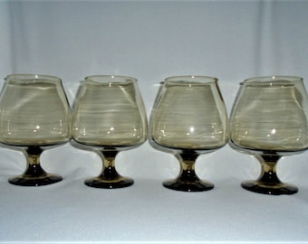 Libbey Tawny Accent Vintage Brandy Glasses Set of Four Barware 1970s