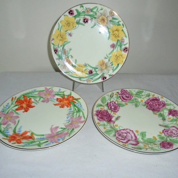 Lenox Plates Suzanne Clee The Flower Blossom 8.25" Dessert Plates Set of 3