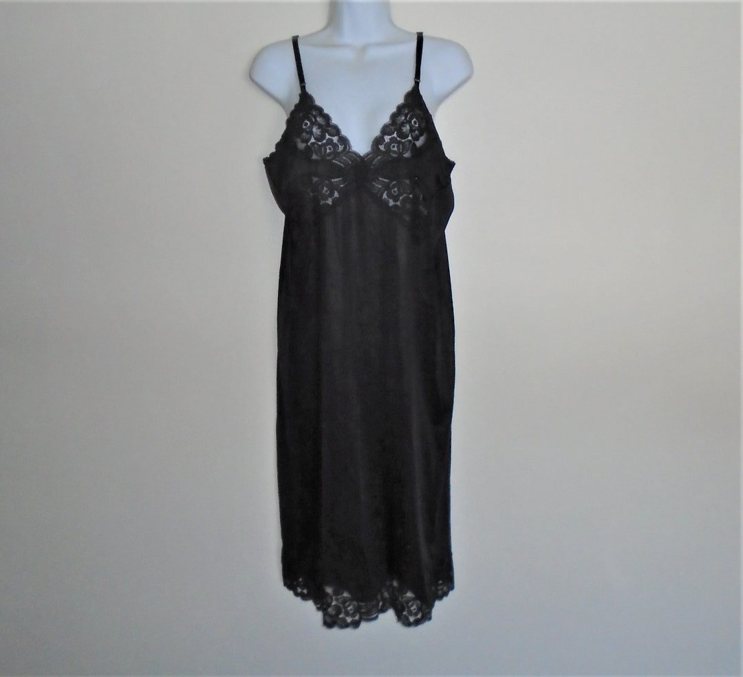 Vanity Fair One Piece Black Lace Full Slip Nightgown Lingerie - Etsy