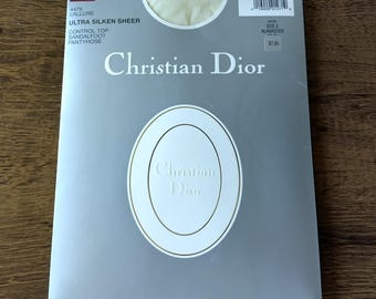 Vintage Christian Dior Ultra Silken Sheer Pantyhose Alabaster Size 3 NIP