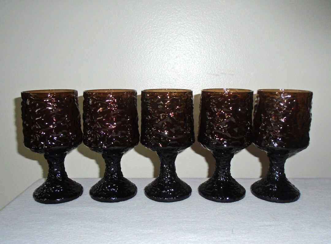 Lenox Impromptu Brown Wine Glasses 5 5/8 Set of 5 Hand Blown Vintage 19741983 Etsy