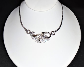 Vintage Trifari Promenade Rhinestone Necklace Rhodium Plated 1952
