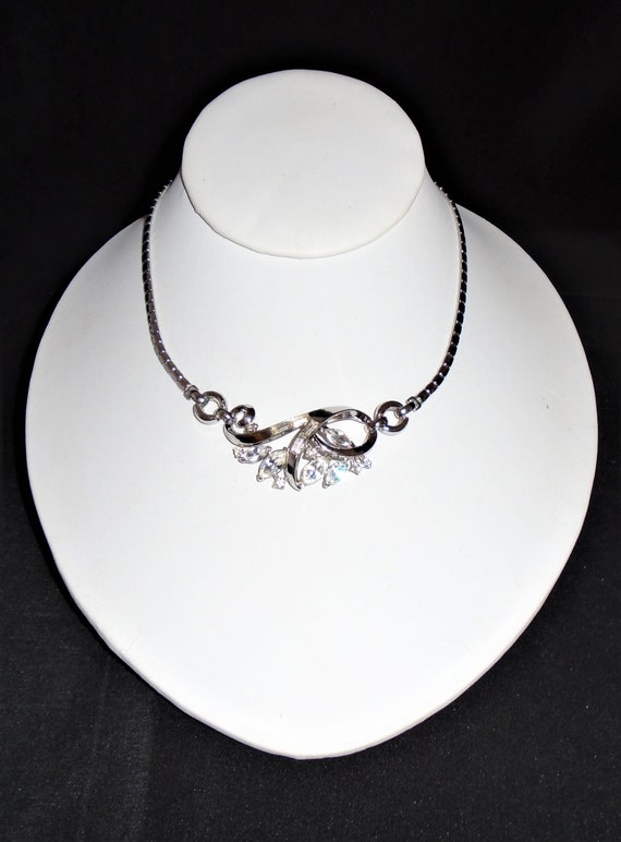 Vintage Trifari Promenade Rhinestone Necklace Rhod