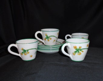 Italian Pottery Espresso Cup and Saucer Set of 4 Arno Italy Demitasse Cups