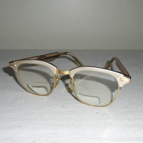 Shuron Vintage Gold Tone Aluminum Eyeglasses Frames 5 1/2 Rockabilly 1950s