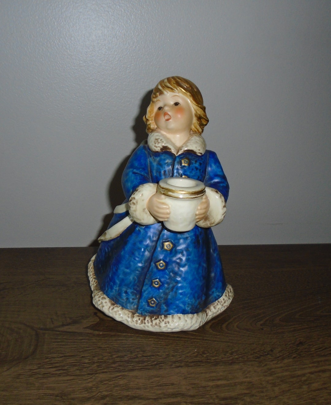 Goebel Hummel Angel Figurine Candle Holder Frobek Blue W Etsy