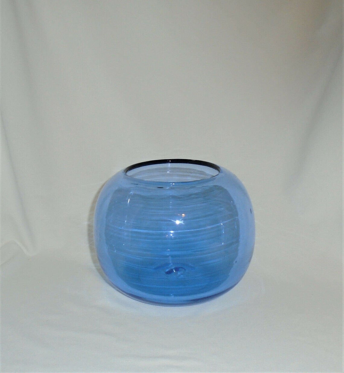 Blown Glass Vase Fish Bowl Glass Blue Glass Vase Vintage Etsy