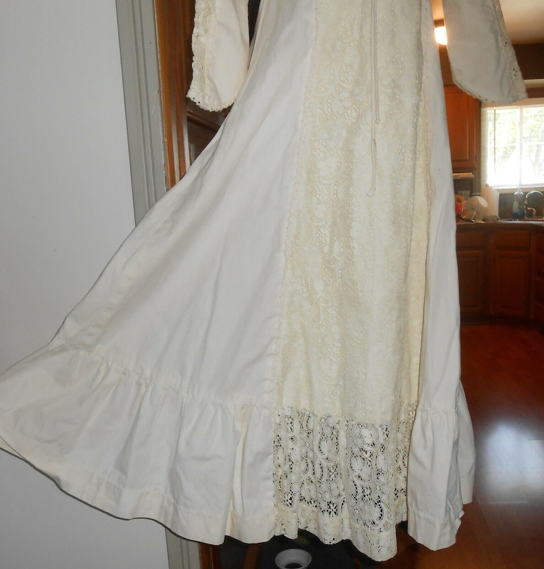 Gunne Sax Corset Dress Vintage Cream Lace Long Sleeve Sz 7 Prairie Wedding Boho Hippie image 3
