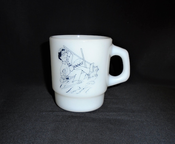 Anchor Hocking Milk Glass Dentist Novelty Mug Cup Vintage Dr. Dave