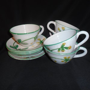 Italian Pottery Coffee Cup and Saucer Set of 5 Arno Italy Vintage