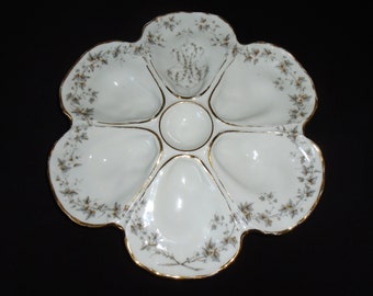 Antique Oyster Plate Mansard 34 Rue Paradis Paris France Hand Painted With Mono