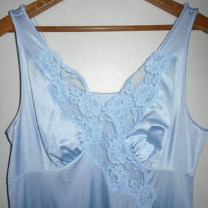 Vanity Fair Nightgown Blue 1960s Lace Accents Vintage Lingerie Size 36