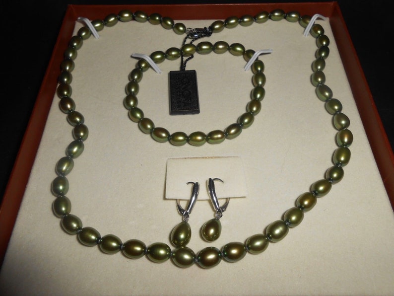 Honora Pearl Necklace Honora Earrings Gift Set For Women Honora Pearls Gifts for Her Honora Pearl Bracelet Green Pearls