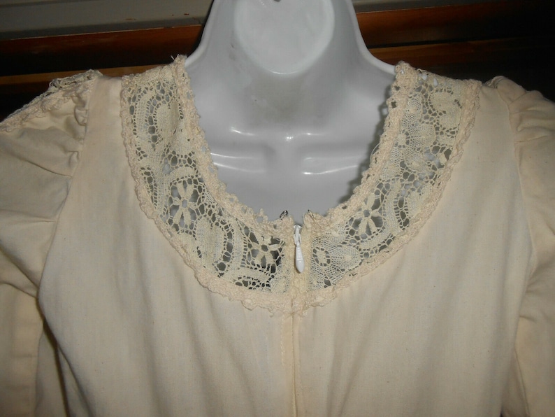 Gunne Sax Corset Dress Vintage Cream Lace Long Sleeve Sz 7 Prairie Wedding Boho Hippie image 6