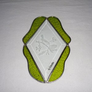Valentien Leaded Beveled Glass Suncatcher Birds on a Branch Home Decor