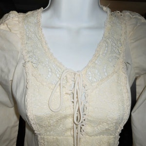 Gunne Sax Corset Dress Vintage Cream Lace Long Sleeve Sz 7 Prairie Wedding Boho Hippie image 1