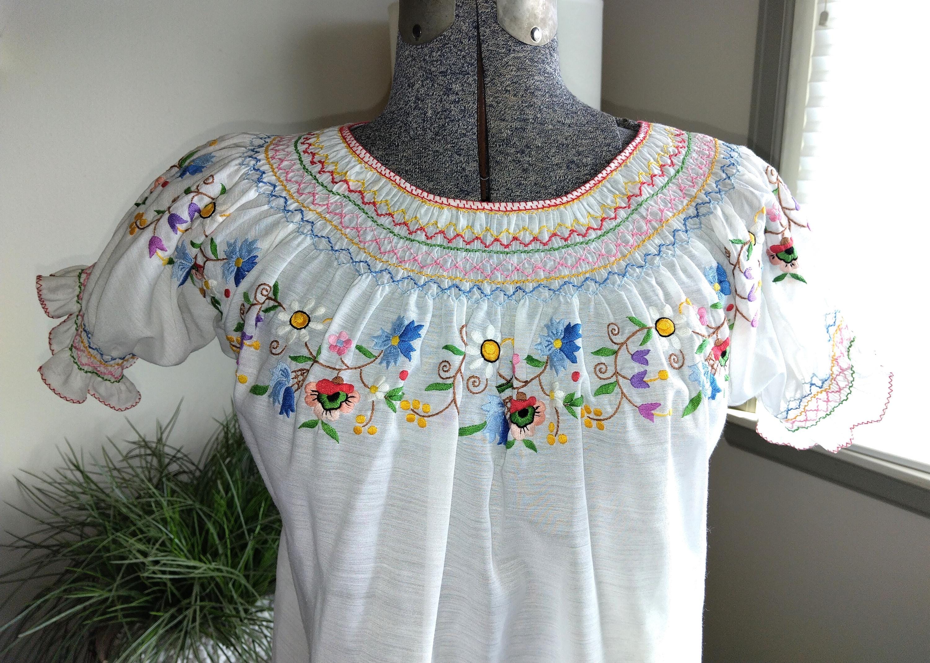 Vintage 60s Peasant Shirt Hand Embroidered Hemp Linen Hippie
