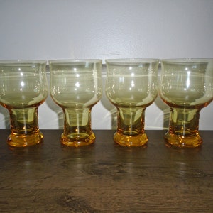 Lenox Crystal Clarion Yellow Water Goblet Glasses Vintage Set of Four 1977-1983