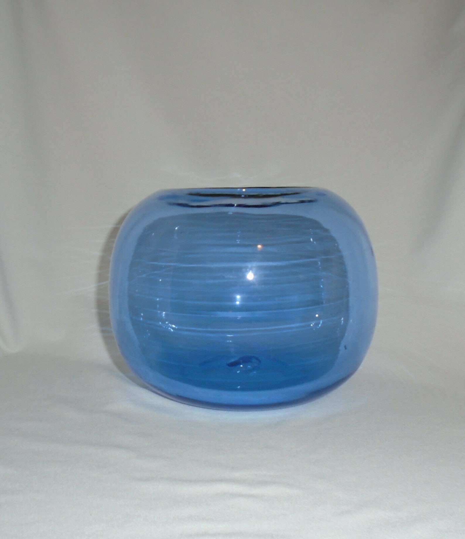Blown Glass Vase Fish Bowl Glass Blue Glass Vase Vintage Etsy