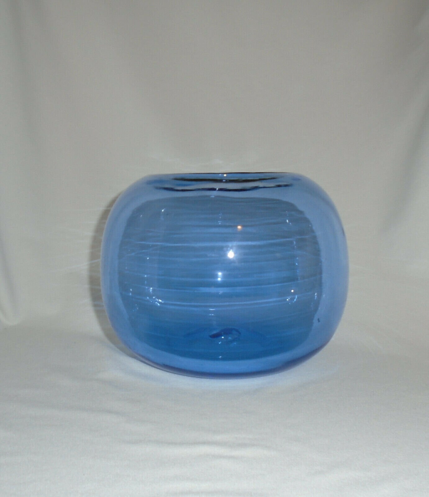 Blown Glass Vase, Fish Bowl Glass, Blue Glass Vase, Vintage Glass
