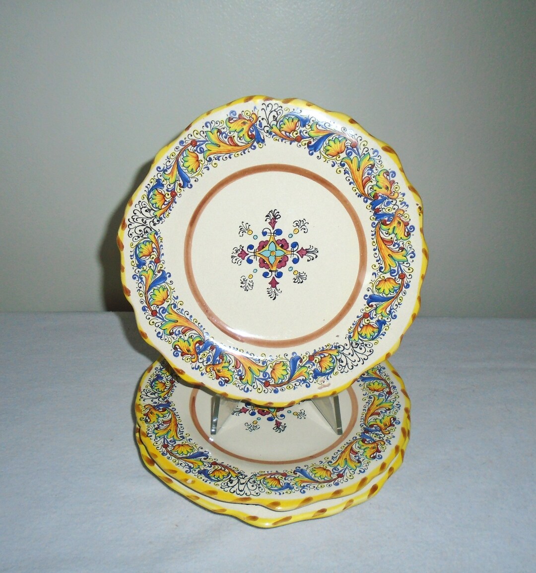 Meridiana Ceramiche Plates 8 Salad Dessert Italy Set of 3 Italian