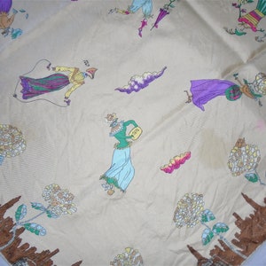 Emilio Pucci Silk Novelty Scarf Figures C.1955 For Lord & Taylor Vintage Accessories