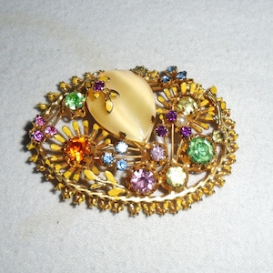 Austrian Rhinestone Cluster Brooch Pin Vintage Made in Austria