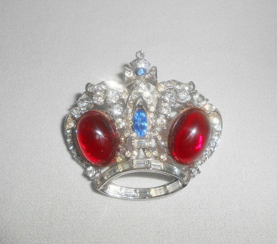 Coro Crown Pin, Corocraft Brooch, Crown Royal,