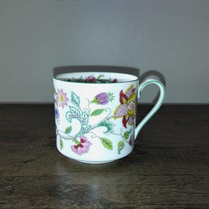 Minton Haddon Hall Bone China Espresso Cup Floral Chintz Green Trim