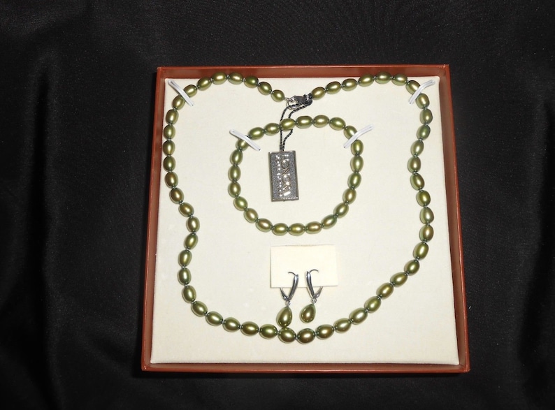Honora Pearl Necklace Honora Earrings Gift Set For Women Honora Pearls Gifts for Her Honora Pearl Bracelet Green Pearls