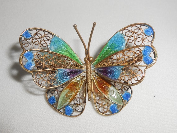 Broche en filigrane nostalgique, nœud en argent 800, pierres de cristal