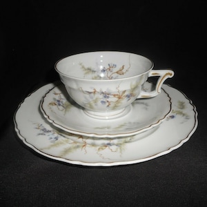 Tea Trio,  Haviland Limoges,  Vintage Limoges China,  Haviland China,  Fine China,  Teacup and Saucer,  Dessert Plate,  Vintage Teacups