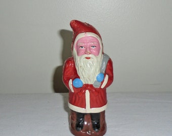 Santa Paper Mache Candy Container Father Christmas 6" Vintage