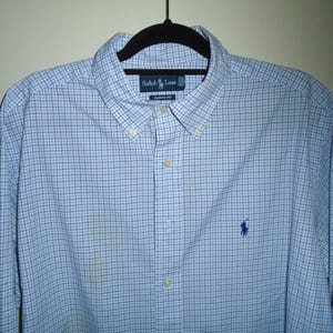 Ralph Lauren Classic Fit Plaid Button Down Shirt Mens 17 1/2  32-33 XL