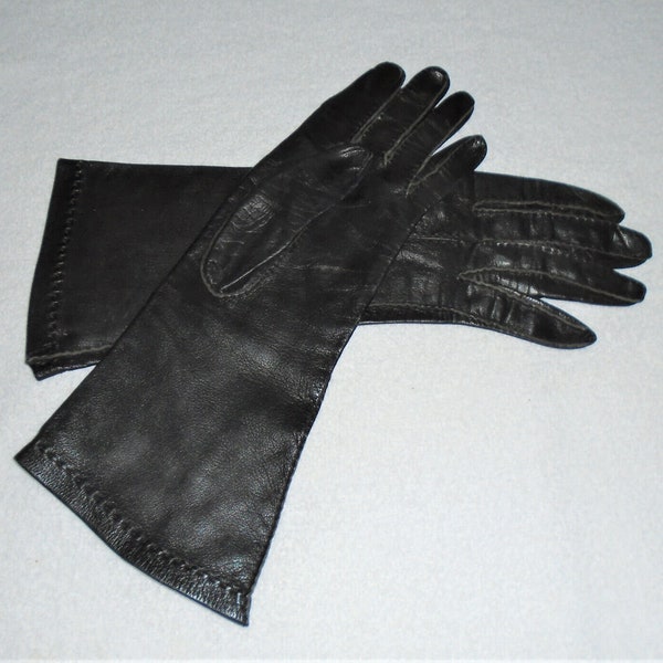 Gant Jonquet Lavable France Black Kid Leather Womens Gloves Size 6 1/2 Vintage Driving Gloves