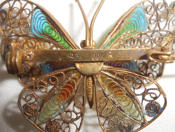 Ancienne Broche Papillon En Argent Filigrane – Vintage, Quelques Usures – Bijou De Collection