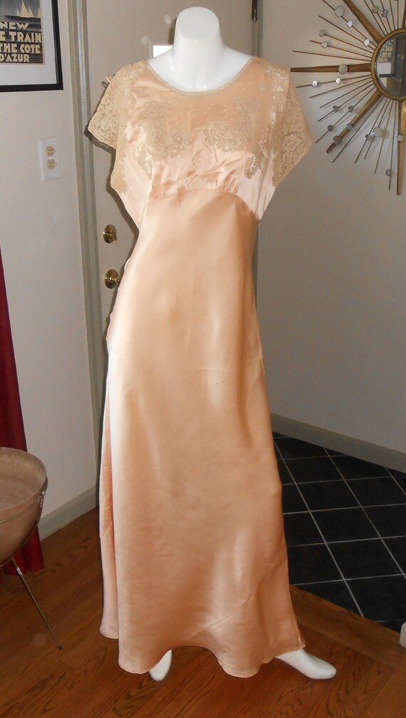 1930s Lingerie, 1930s Nightgown, Rayon Satin Nig