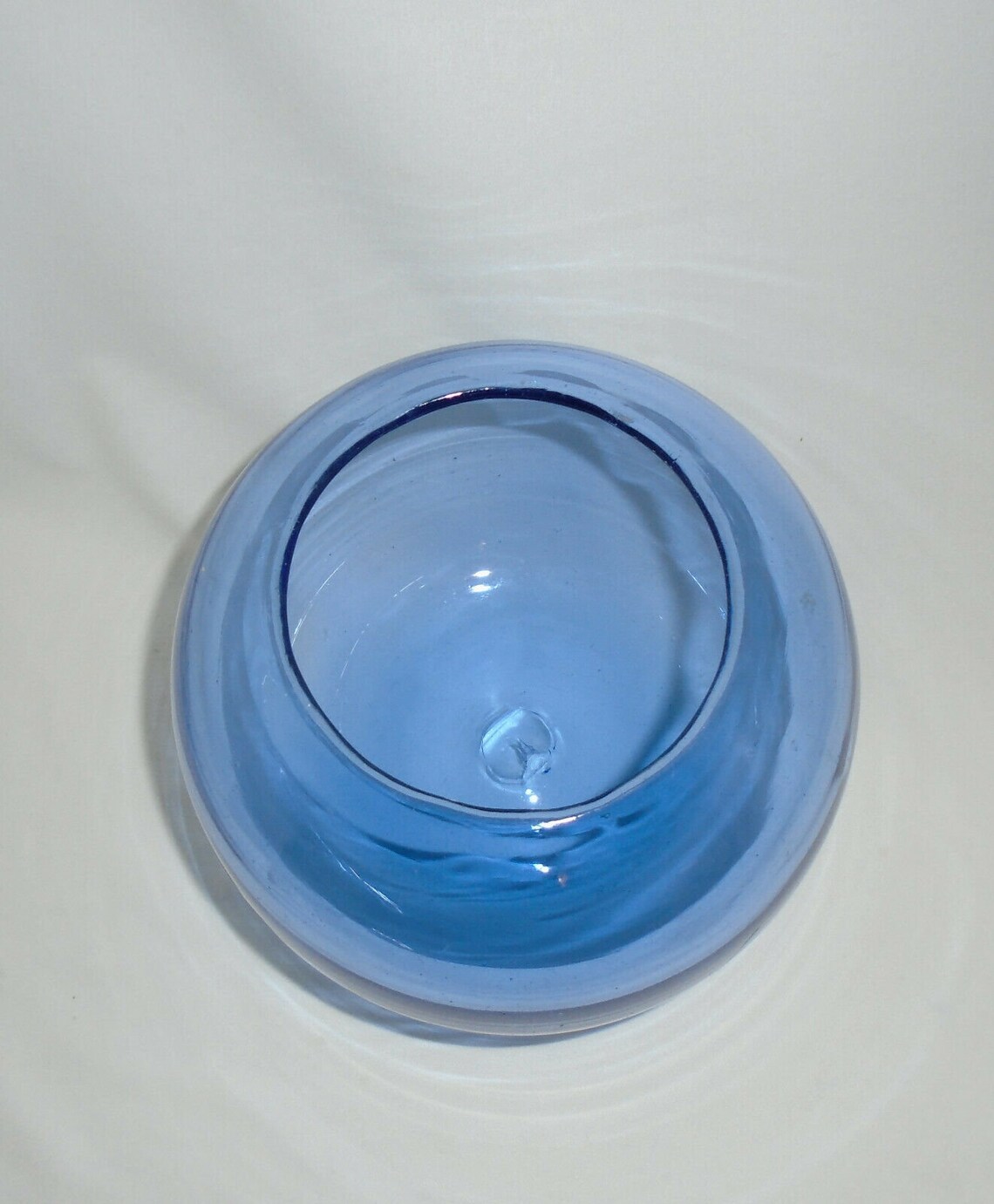 Blown Glass Vase Fish Bowl Glass Blue Glass Vase Vintage Etsy
