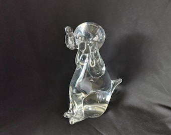 Licio Zanetti Murano Glass Puppy Dog 7" Made in Italy Artist Signed Vintage