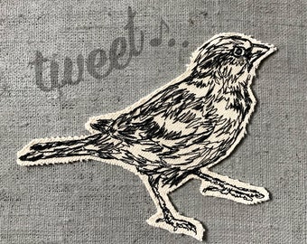 Sparrow Embroidery Patch