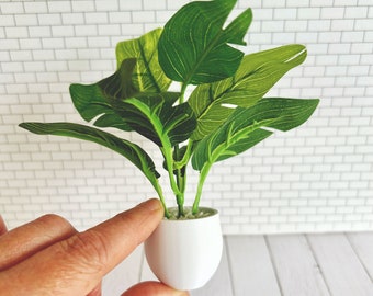 Plante tropicale miniature à grandes feuilles pour maison de poupée