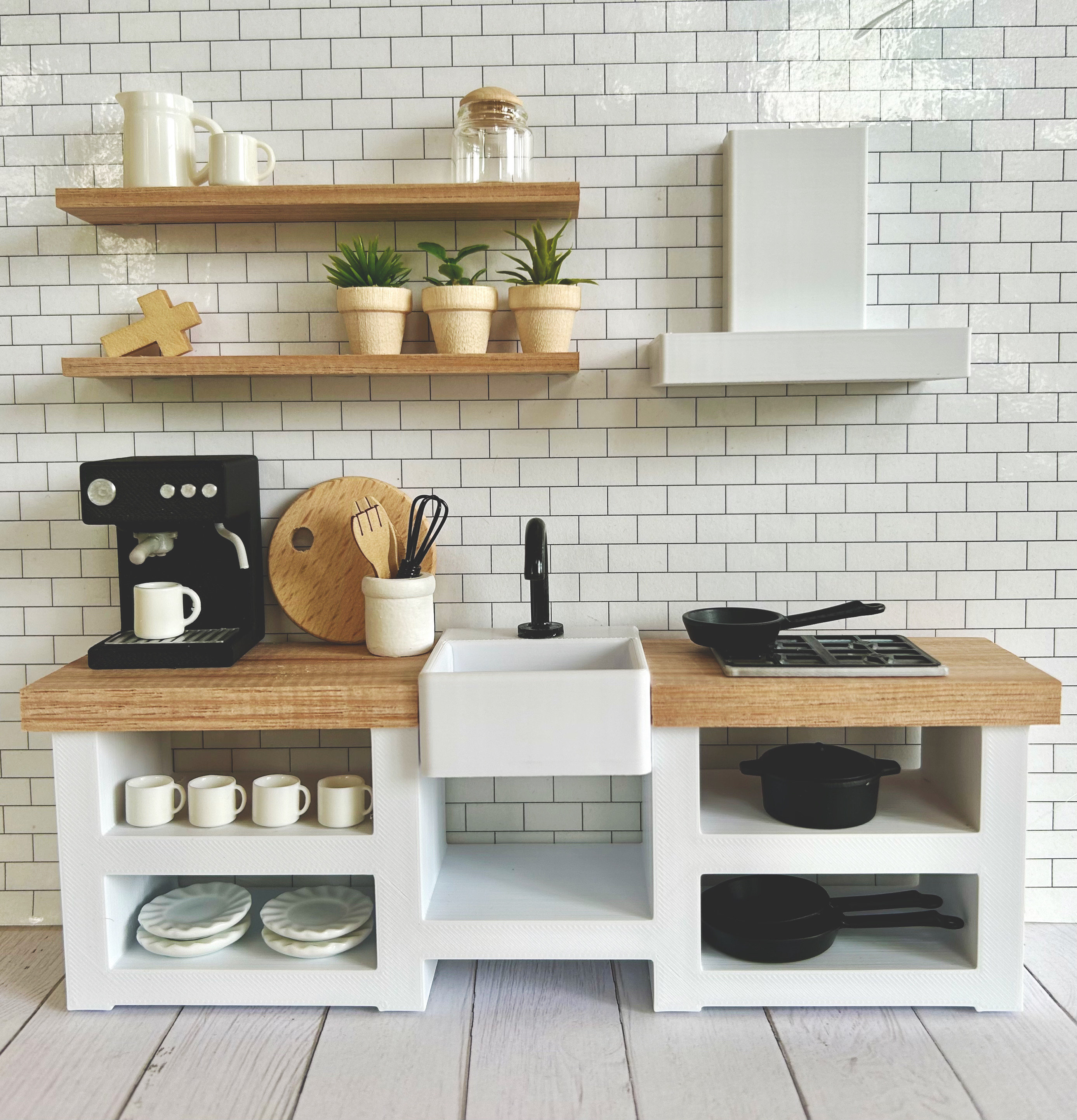 Aztec Imports Dollhouse Miniature Kitchen Cabinet - White 1 Inch Scale