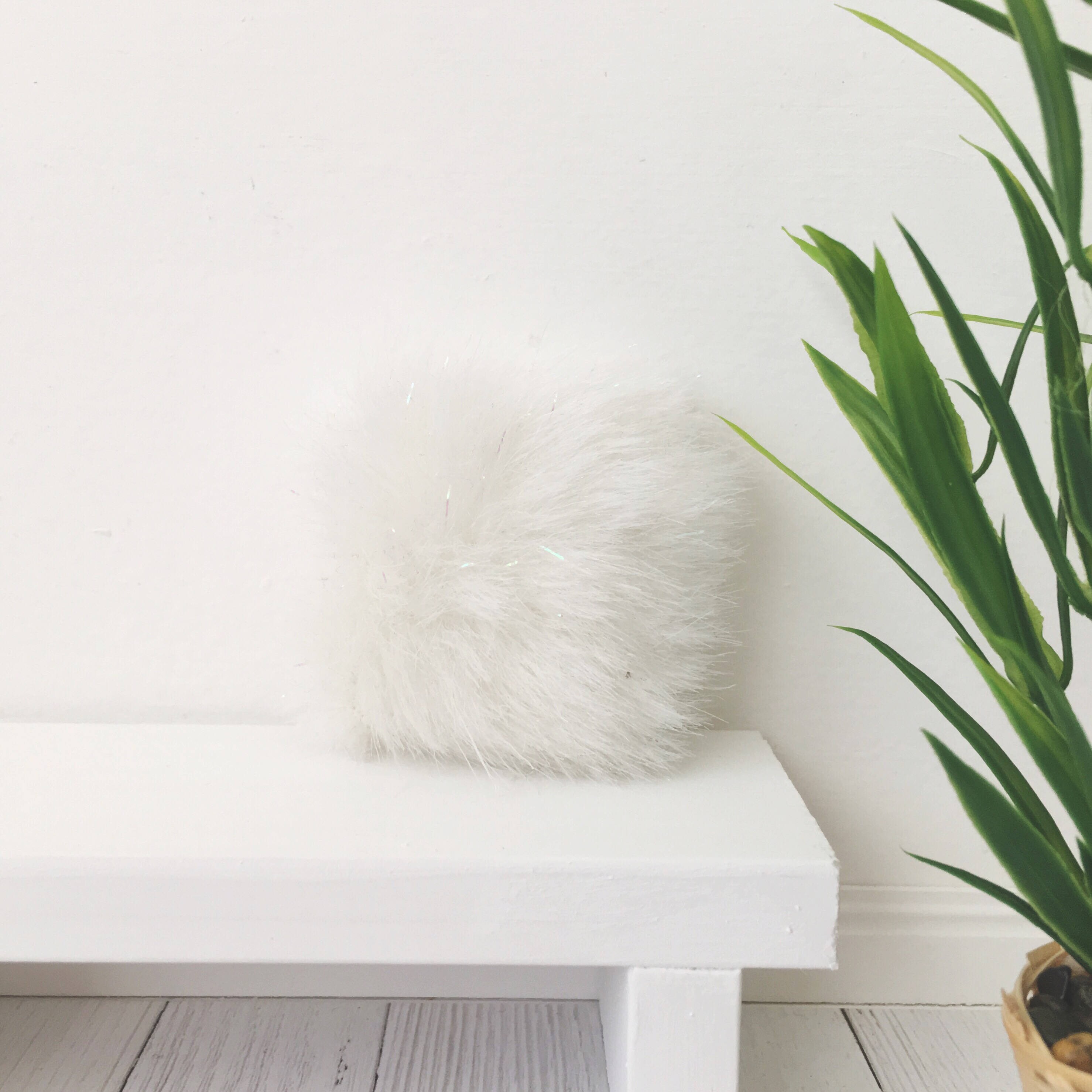 White Fur Bench Cushion