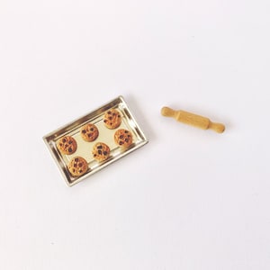 Dollhouse Miniature Cookies on Tray + Rolling Pin