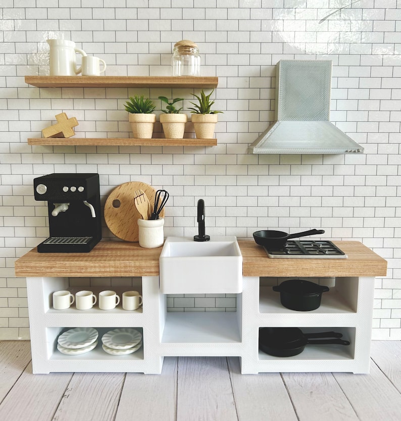 Dollhouse Miniature White Kitchen image 4