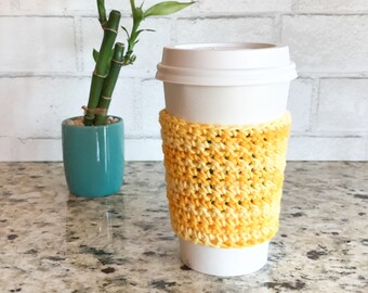 Coffee Sleeve - Crochet Coffee Cozy - Reusable Coffee Sleeve - Teacher Gift - Eco Friendly Gift - Coffee Cup Sleeve - Coffee Cup Cozy